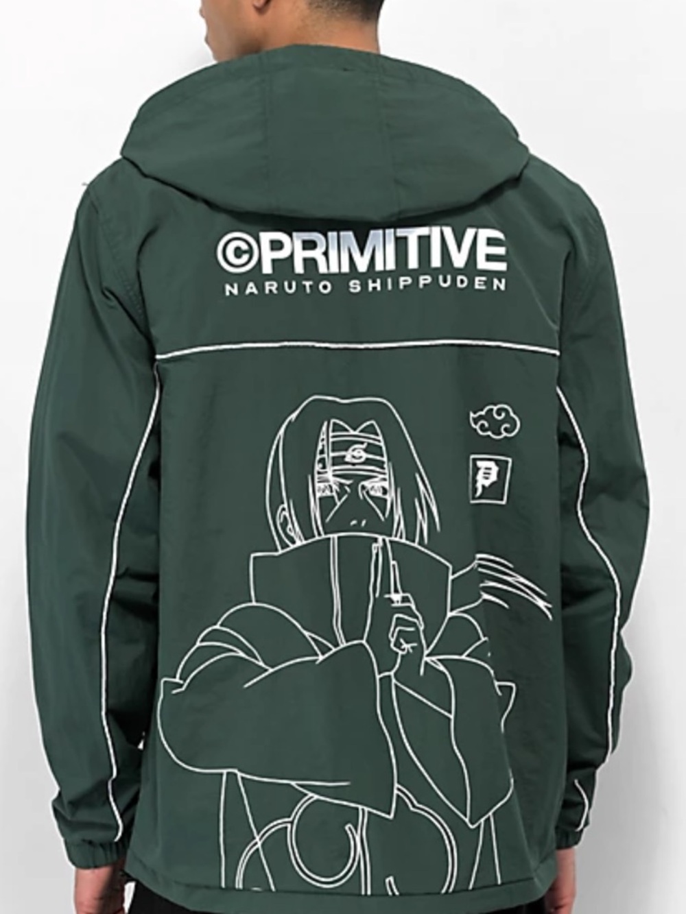 Primitive Dark Green Naruto Shippuden Graphic Hooded Jacket size Medium